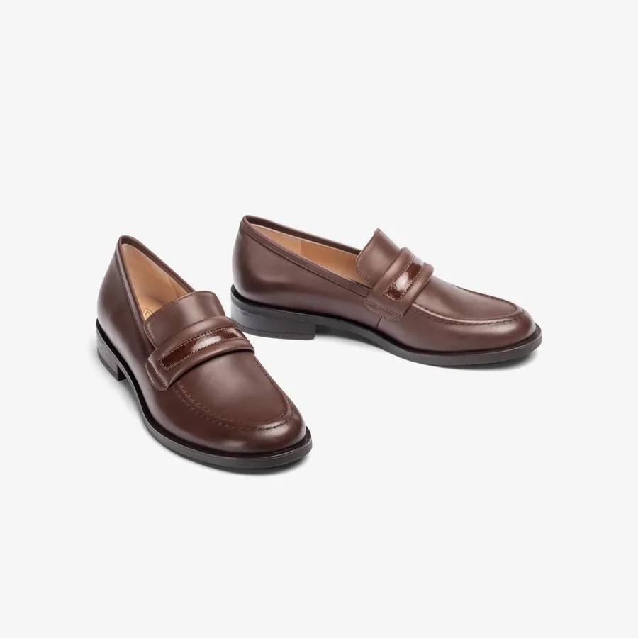 Mocassins plats en cuir Marron
